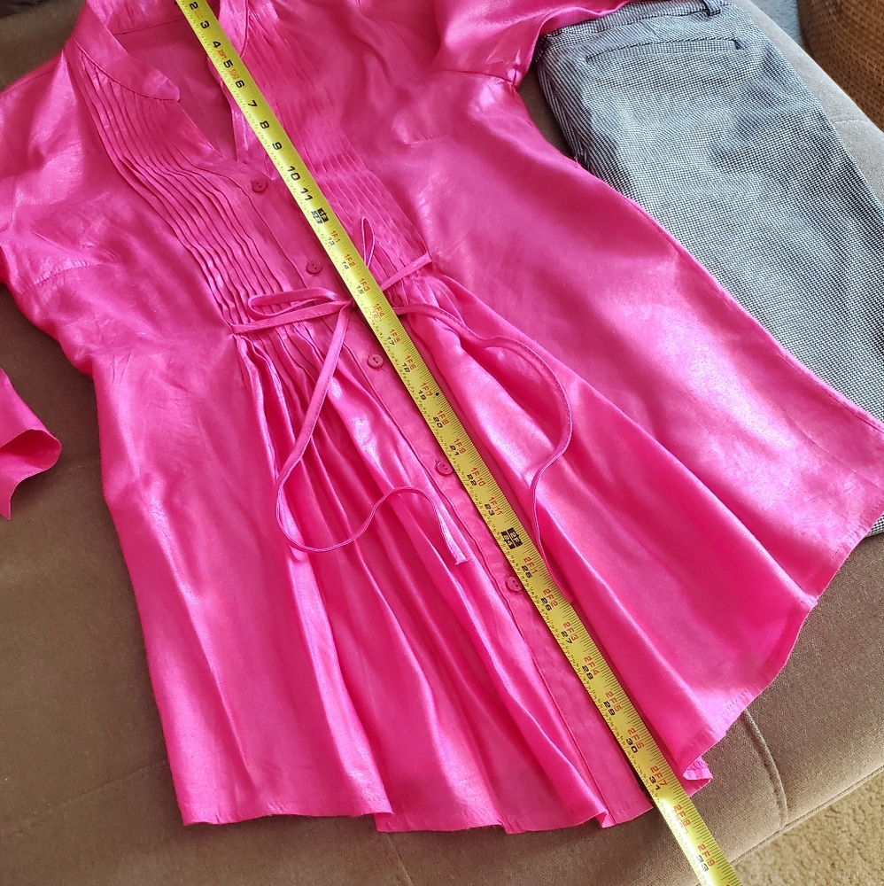 Iridescent Berry Drawstring Asymmetrical Blouse - image 6